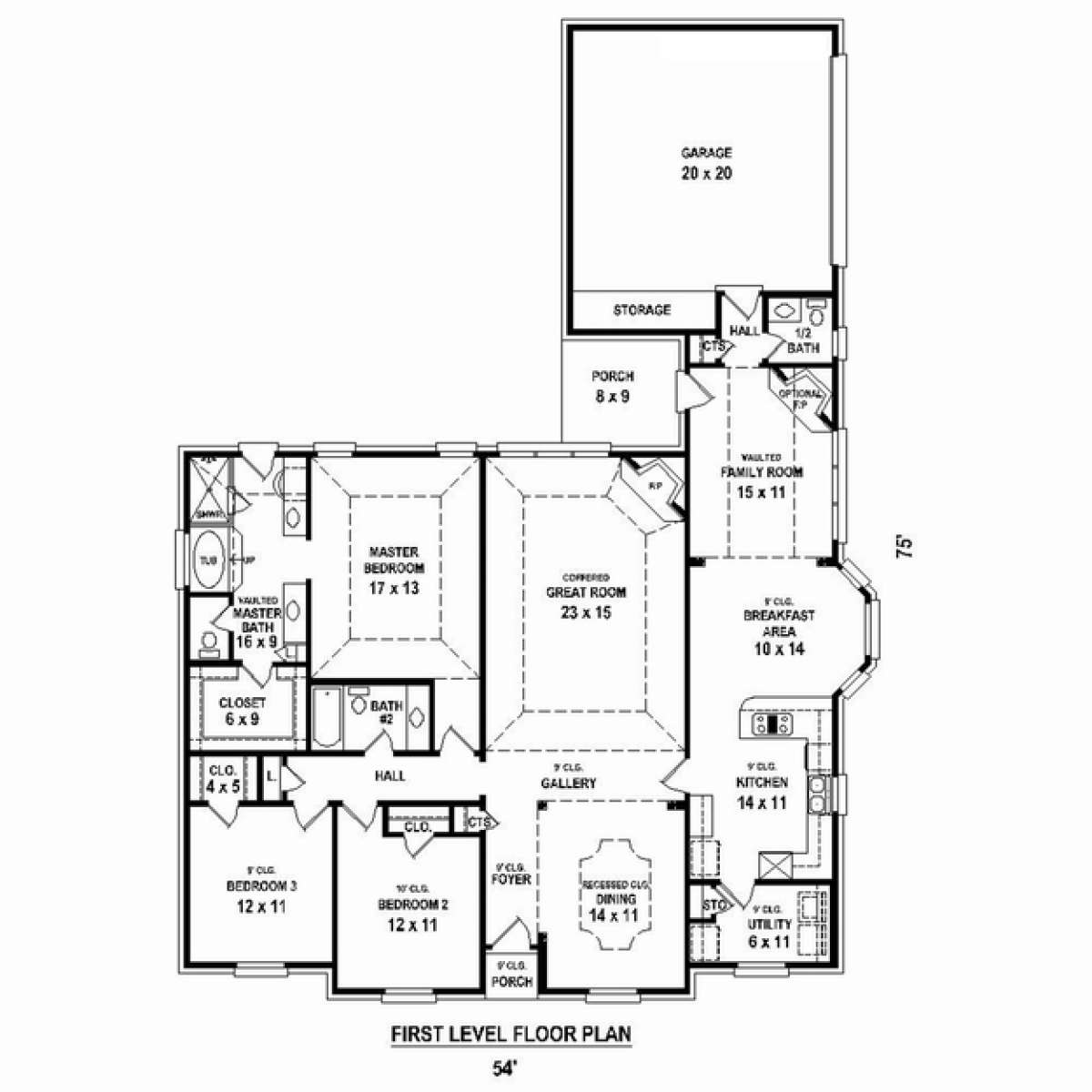 Floorplan 1 for House Plan #053-02443