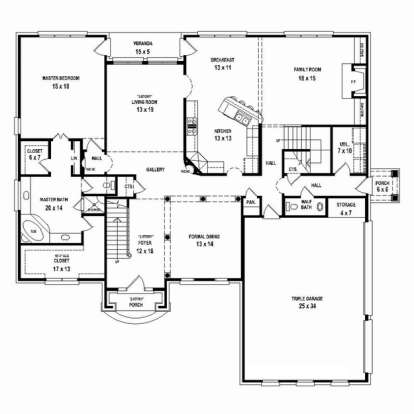 Floorplan 1 for House Plan #053-02445