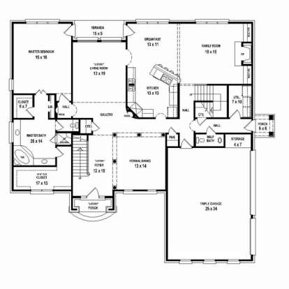 Floorplan 1 for House Plan #053-02446
