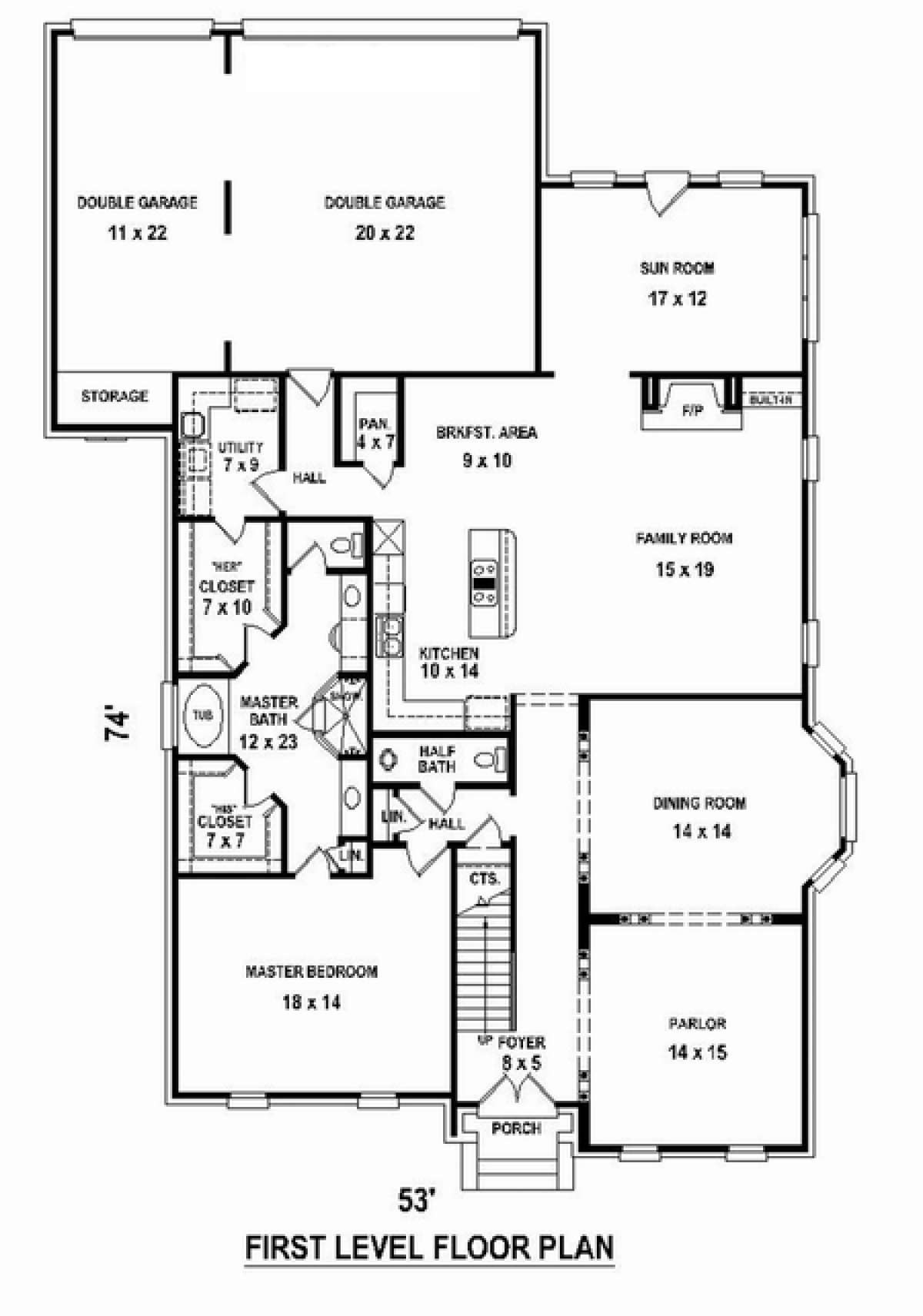 Floorplan 1 for House Plan #053-02457