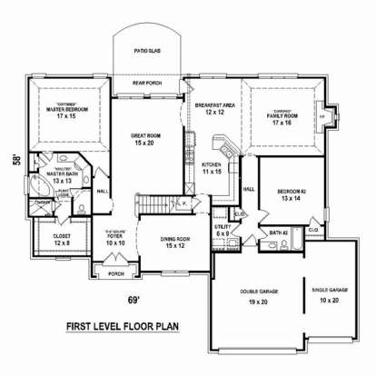 Floorplan 1 for House Plan #053-02465