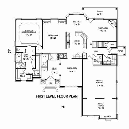 Floorplan 1 for House Plan #053-02471