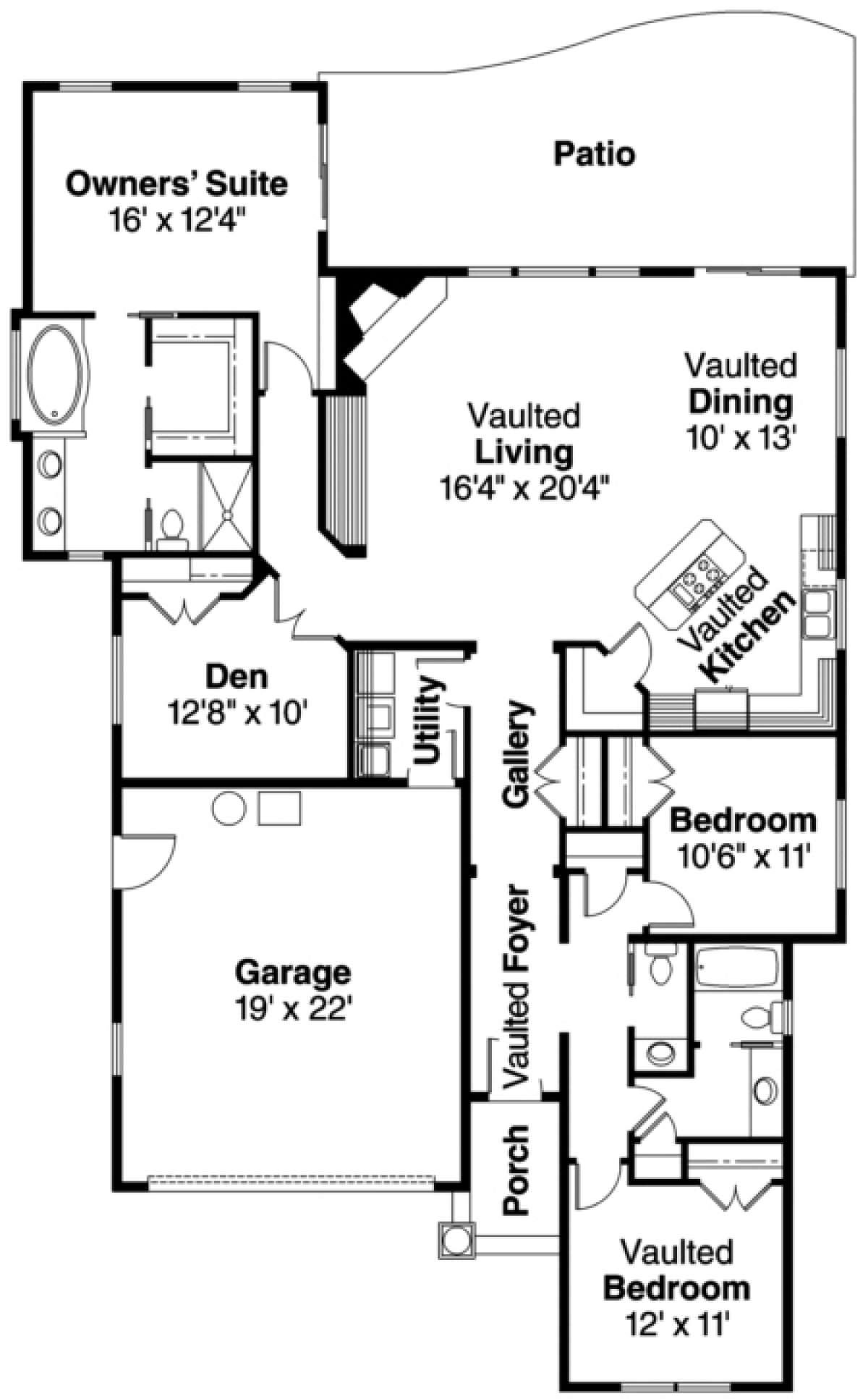 Floorplan 1 for House Plan #035-00328