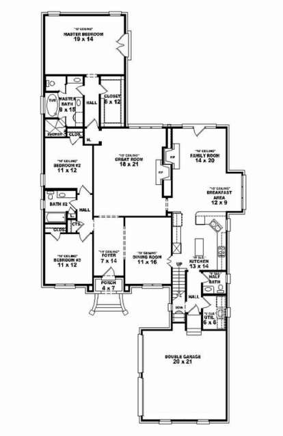 Floorplan 1 for House Plan #053-02487