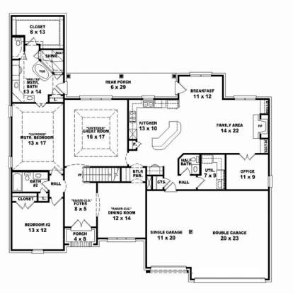 Floorplan 1 for House Plan #053-02494