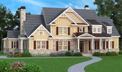 5 Bed, 4 Bath, 4405 Square Foot House Plan - #009-00091