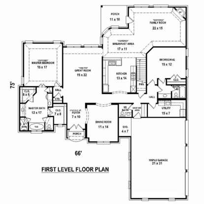 Floorplan 1 for House Plan #053-02495
