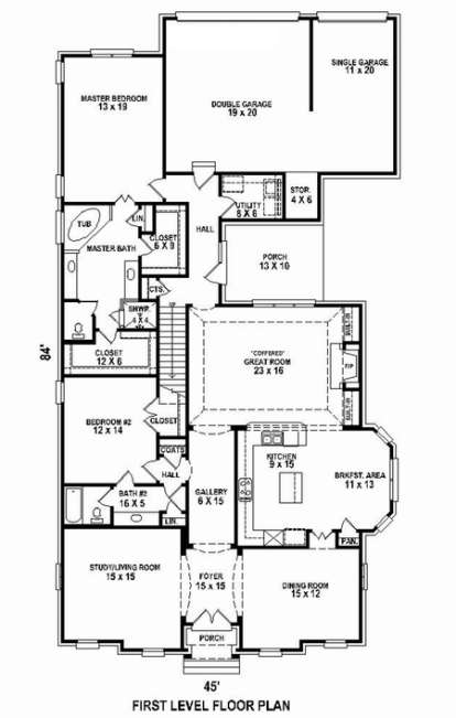 Floorplan 1 for House Plan #053-02500