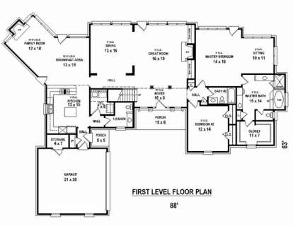 Floorplan 1 for House Plan #053-02505