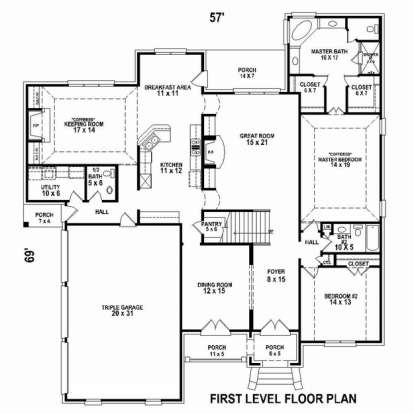 Floorplan 1 for House Plan #053-02506