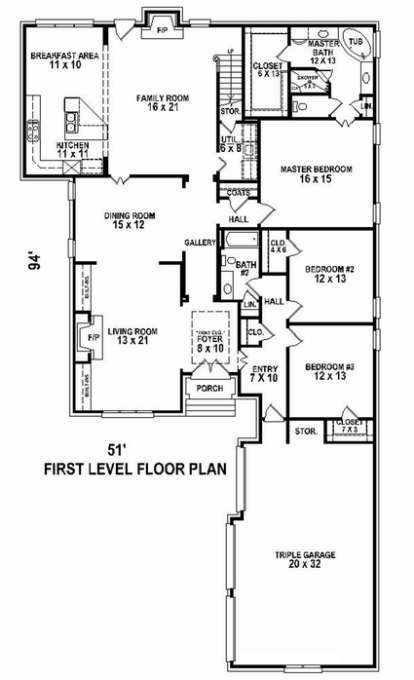 Floorplan 1 for House Plan #053-02510