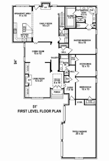 Floorplan 1 for House Plan #053-02513