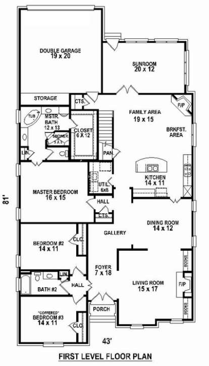 Floorplan 1 for House Plan #053-02516