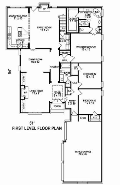 Floorplan 1 for House Plan #053-02518