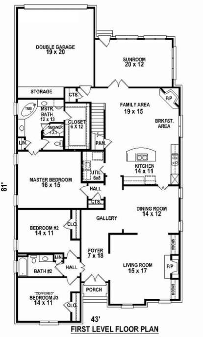 Floorplan 1 for House Plan #053-02519