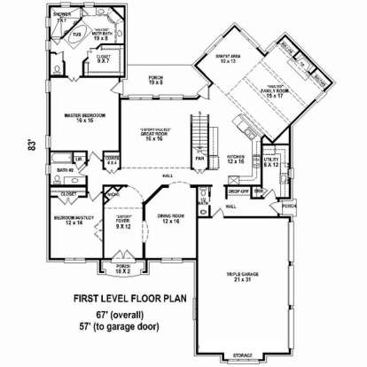 Floorplan 1 for House Plan #053-02520
