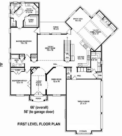 Floorplan 1 for House Plan #053-02521