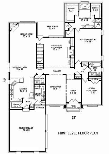 Floorplan 1 for House Plan #053-02522