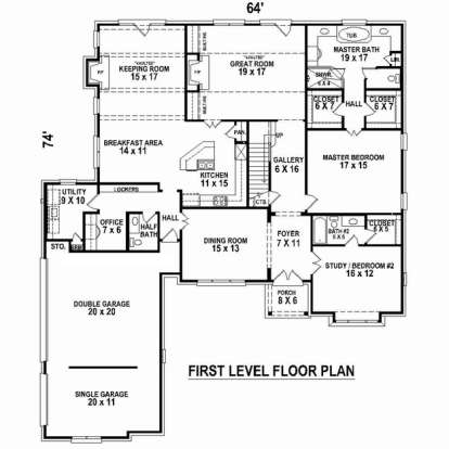 Floorplan 1 for House Plan #053-02525