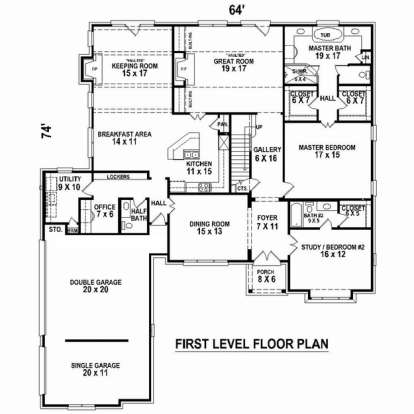 Floorplan 1 for House Plan #053-02526