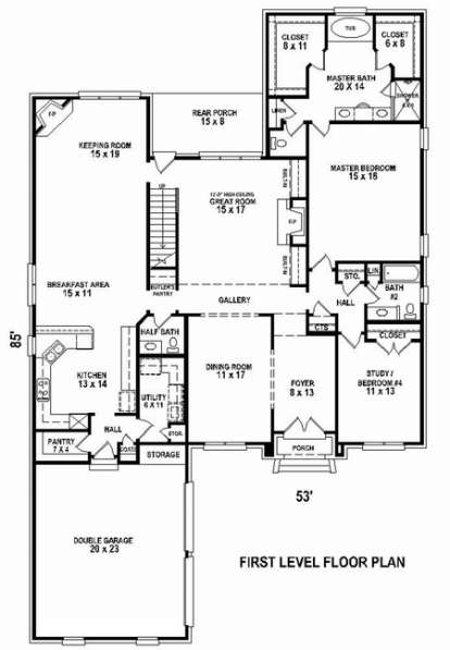 Floorplan 1 for House Plan #053-02527