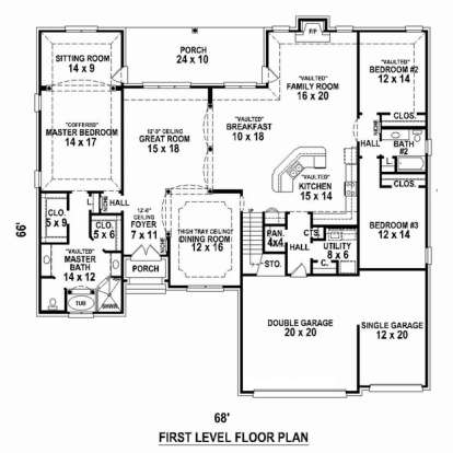 Floorplan 1 for House Plan #053-02537