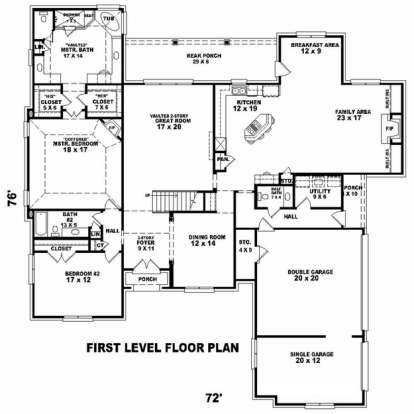 Floorplan 1 for House Plan #053-02538