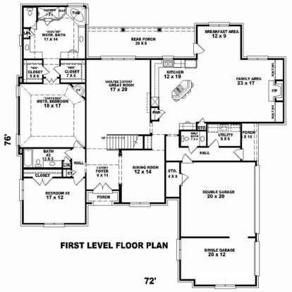 Floorplan 1 for House Plan #053-02539