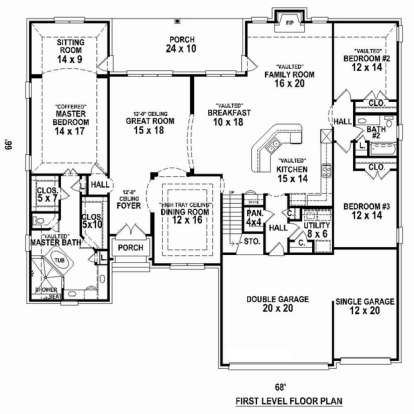 Floorplan 1 for House Plan #053-02543