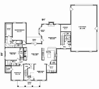 Floorplan 1 for House Plan #053-02544