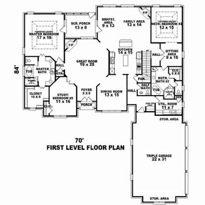 Floorplan 1 for House Plan #053-02548