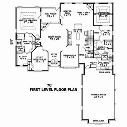 Floorplan 1 for House Plan #053-02549