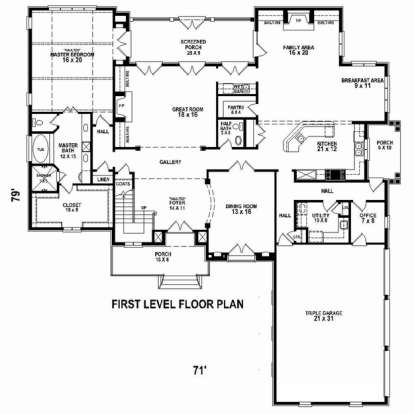 Floorplan 1 for House Plan #053-02550