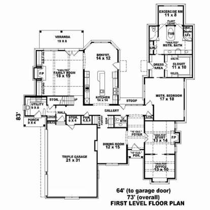 Floorplan 1 for House Plan #053-02553