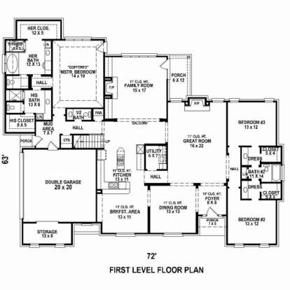Floorplan 1 for House Plan #053-02557