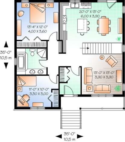 Floorplan 2 for House Plan #034-00629