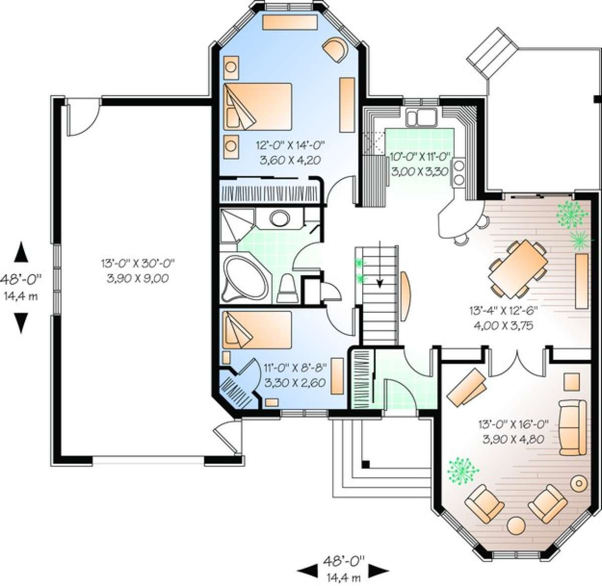 Floorplan 1 for House Plan #034-00631