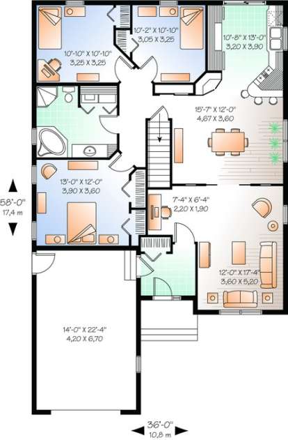Floorplan 1 for House Plan #034-00638