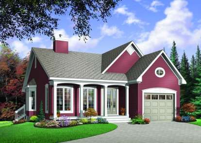 2 Bed, 1 Bath, 1191 Square Foot House Plan - #034-00640