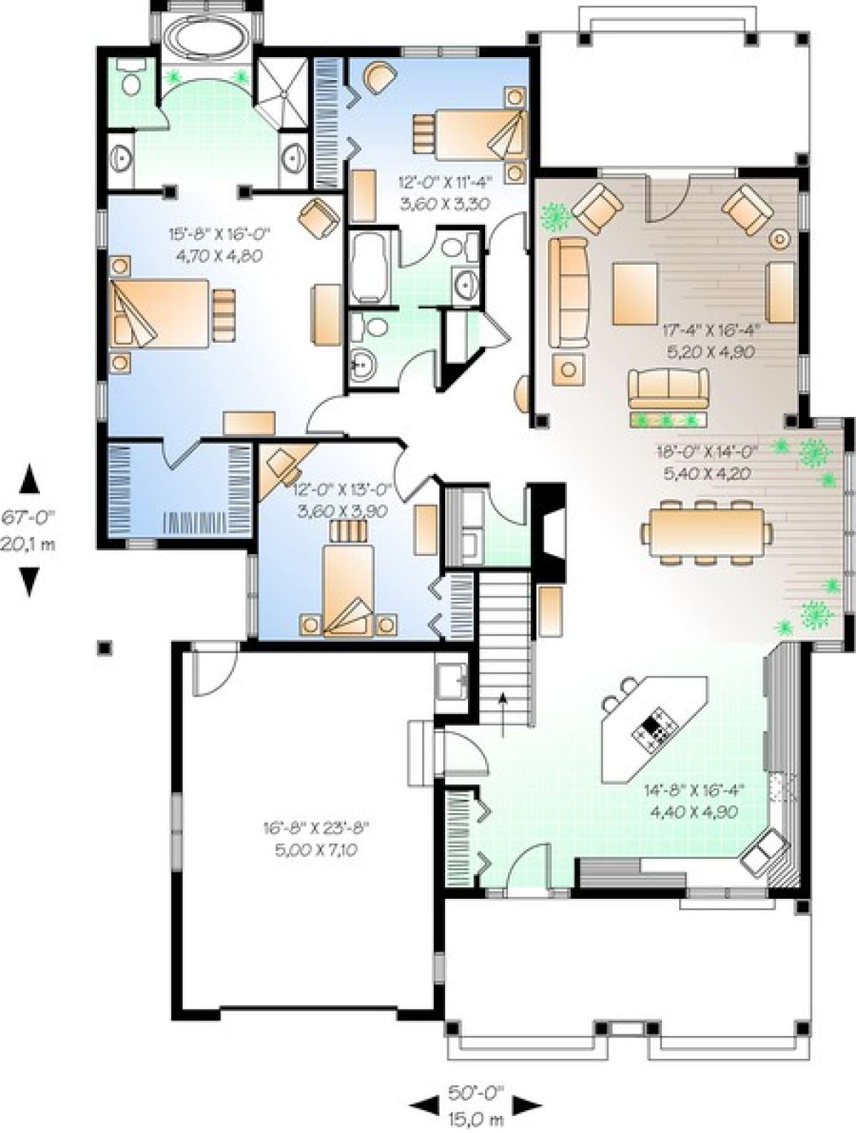 Floorplan 1 for House Plan #034-00644