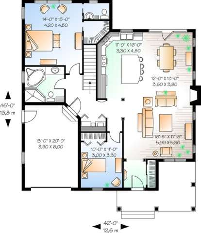Floorplan 1 for House Plan #034-00645