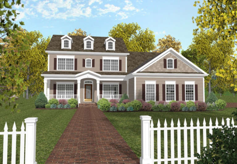 Colonial House Plan #036-00104 Elevation Photo