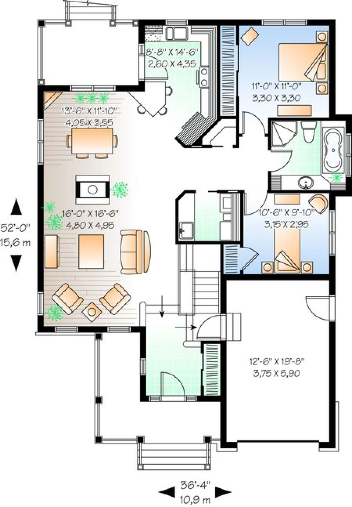 Floorplan 1 for House Plan #034-00649