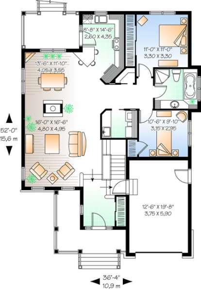 Floorplan1 for House Plan #034-00649