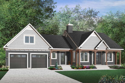 2 Bed, 1 Bath, 1073 Square Foot House Plan - #034-00650
