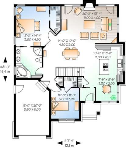 Floorplan 1 for House Plan #034-00652