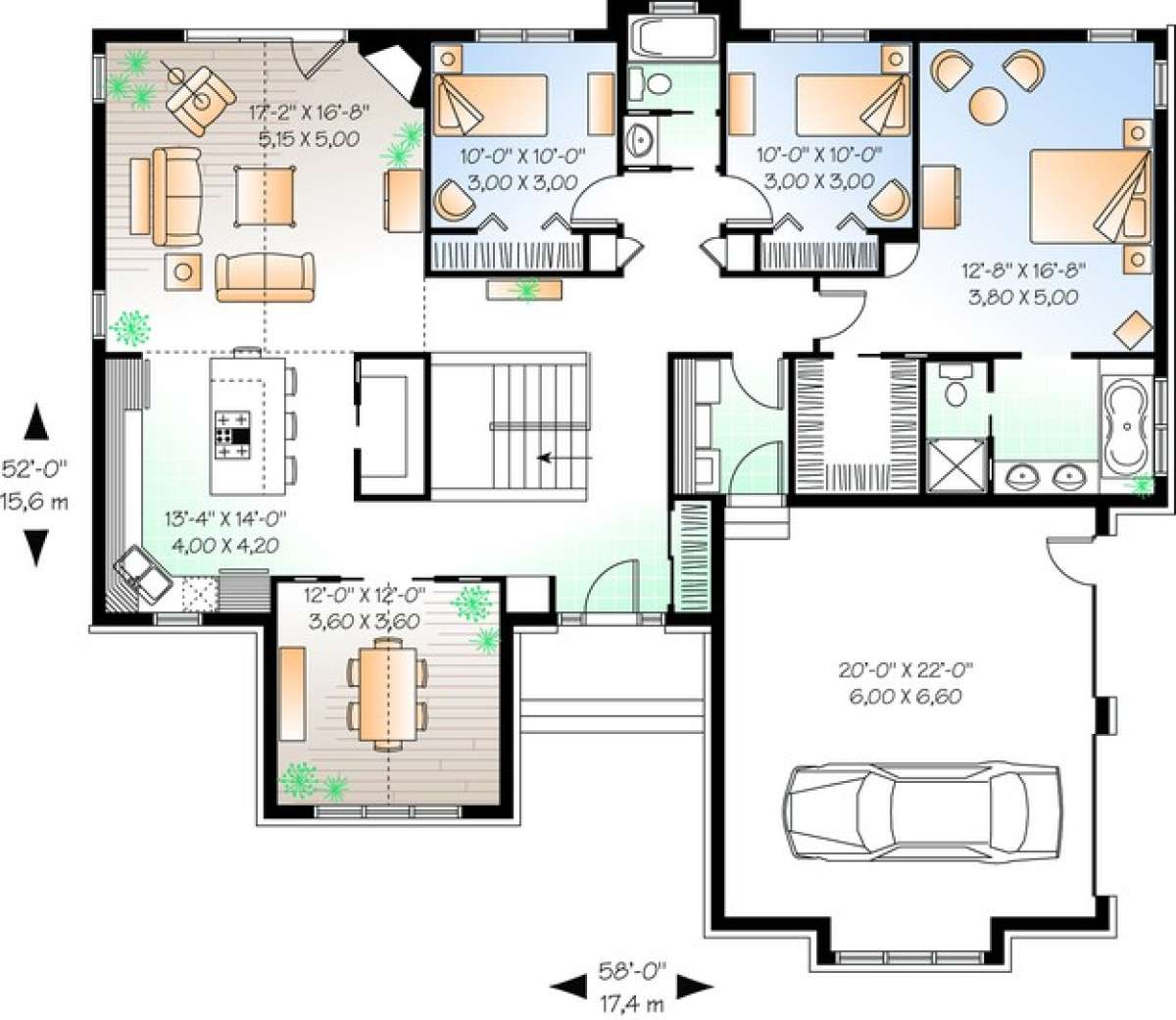 Floorplan 1 for House Plan #034-00655