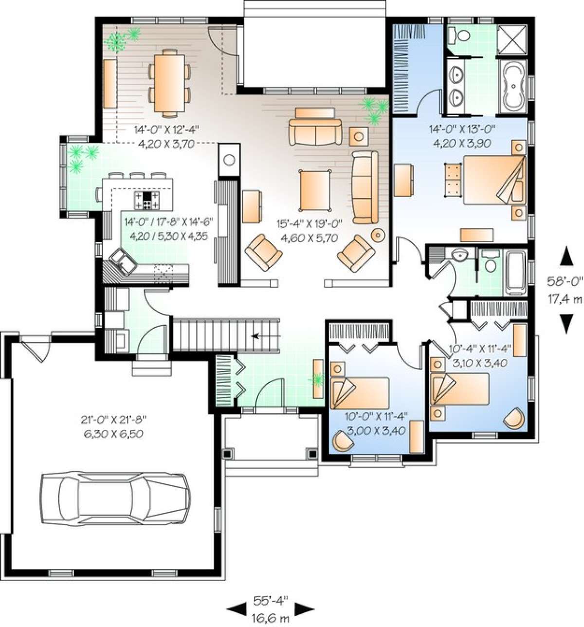 Floorplan 1 for House Plan #034-00656