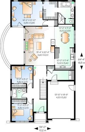 Floorplan 1 for House Plan #034-00657