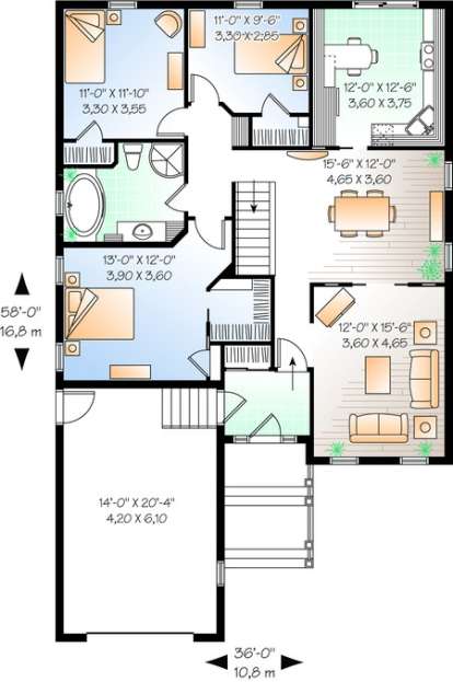 Floorplan 1 for House Plan #034-00658